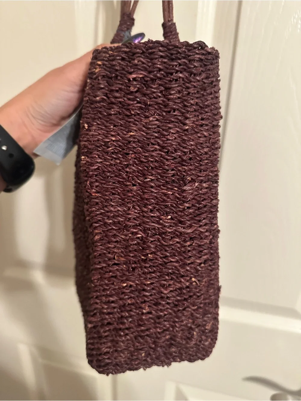 Sea Breeze by Sabina Woven Shoulder Tote Bag in Deep Brown Handmade Material